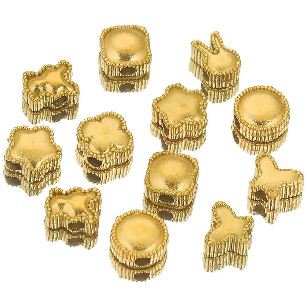 10PCS Stainless Steel Round Butterfly Flower Charm Spacer Beads PVD Gold Plated Metal Necklace Bracelet Jewelry Making Wholesale - Image 3