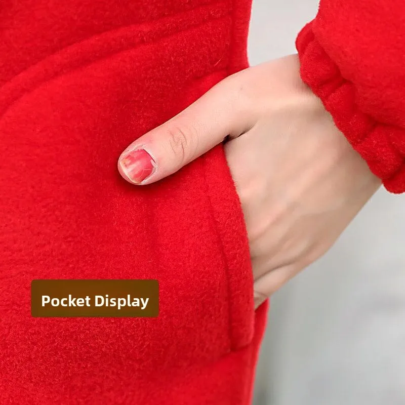 

Fall Outerwear Fce Lined Mommy Sle Clothing for Middle Aged Women 40-50 Years Old Comfortable Casual Loose Fit Sweatirt