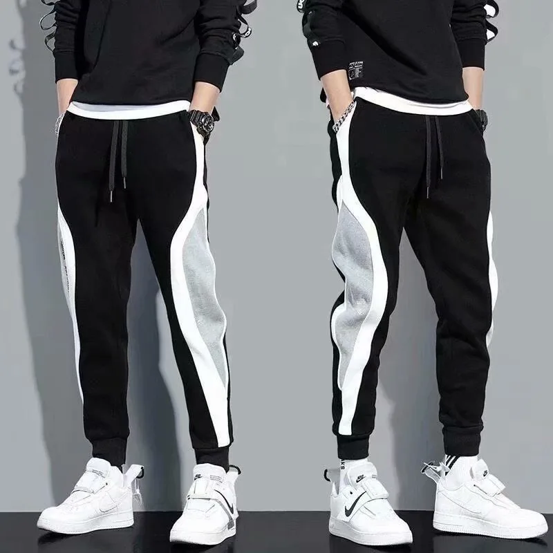 

Men's Sports Pants Spring Autumn Male Loose Fitting Leggings Patchwork Running Training Casual Pants Fashion Outfit Trousers