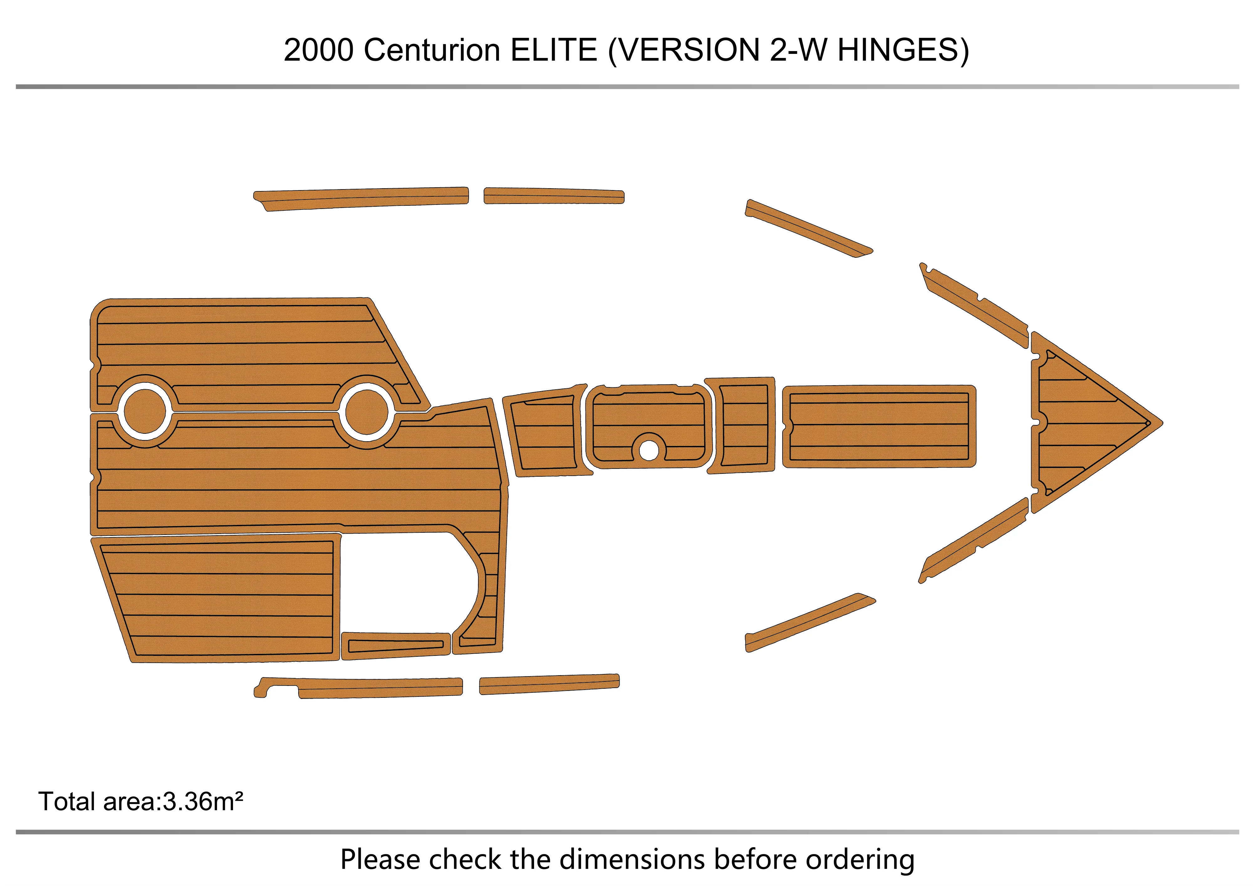 Piso marinho seadek de teca fuax de espuma eva para 2000 centurion elite (versão 2-w dobradiças) arco de cabine 1/4 "6mm piso antiderrapante