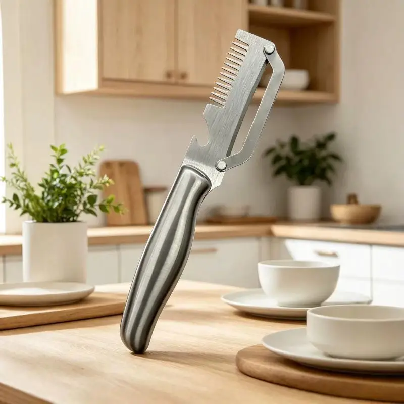Portable Multi-Purpose Stainless Steel Peeler with Bottle Opener Rust Proof for Kitchen Outdoor Camping Peeling Jobs