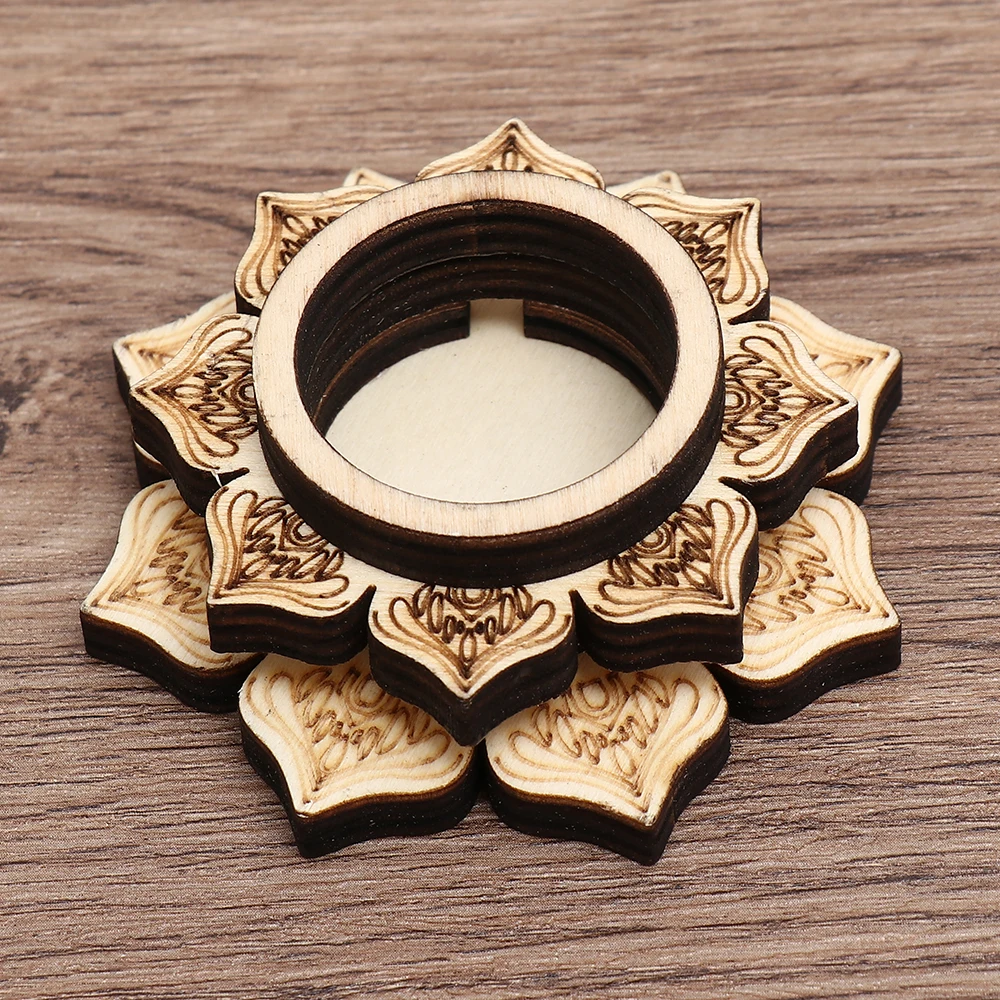 Lotus Pattern Wooden Crafts Holder For Crystal Stone Carving Stand Crystal Ball Base Meditation Decoration Desktop Ornament