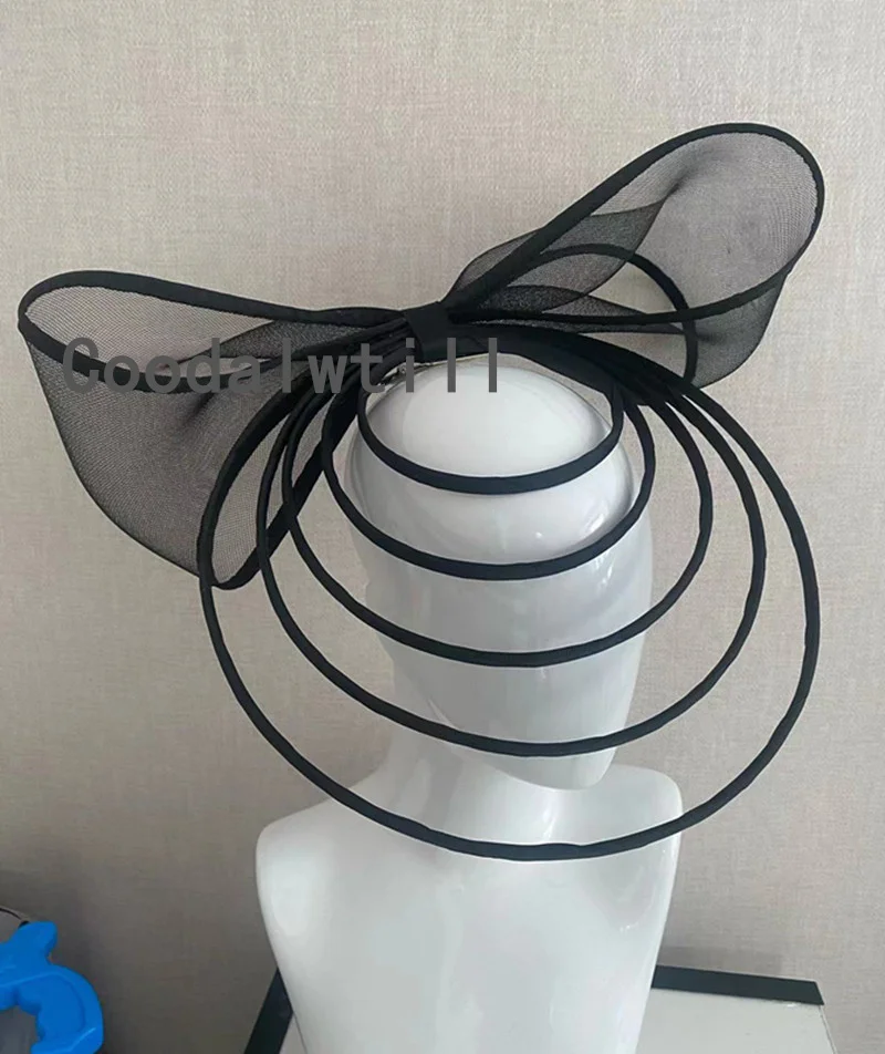 Bow Fascinators Hat For Women Weddings Hoop Headwear With Bow For Party Kenducky Royal Asscot Chapeau Cap Hair Clip Bride