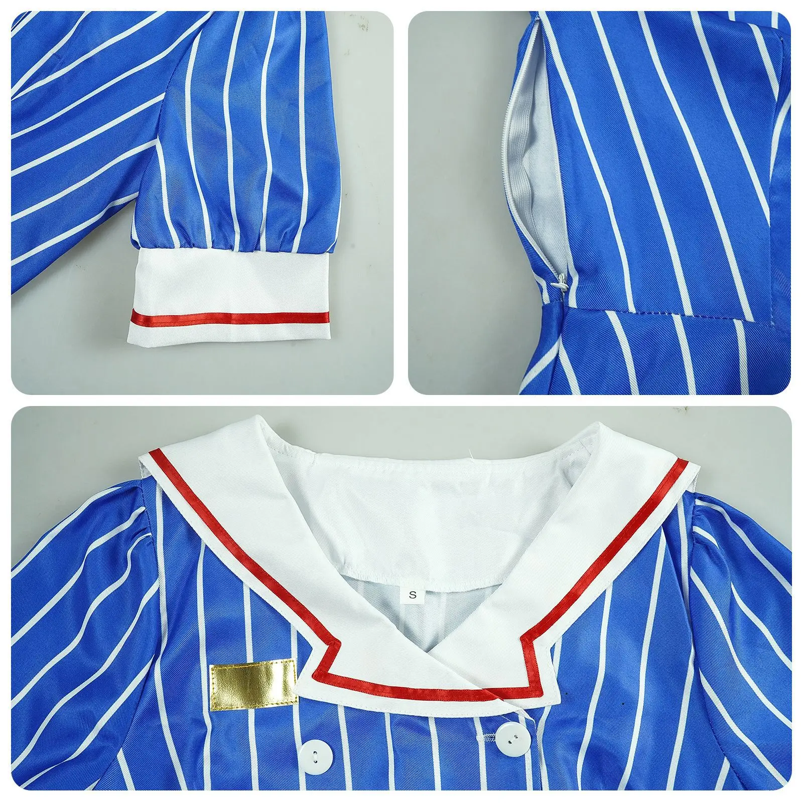 Anime Mesmerizer Cosplay Kostüme Perücke Anime Uniform Damen Gestreiftes Dienstmädchenkleid Hut Schürze Anzug Halloween Anime Rollenspiel Karneval – Detail 12