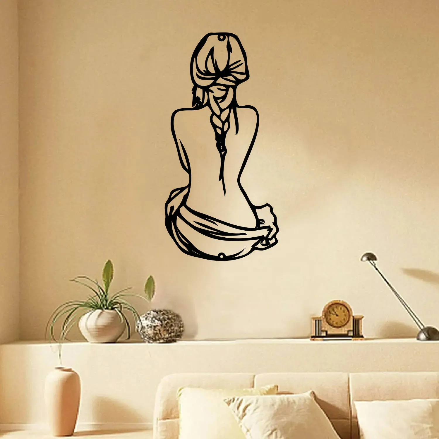 Crafts Braid Hair Woman Wall Sign, Minimalist Line Art, Metal Wall Decor, Woman Shape Wall Art, Modern Decor, Housewarming Gift