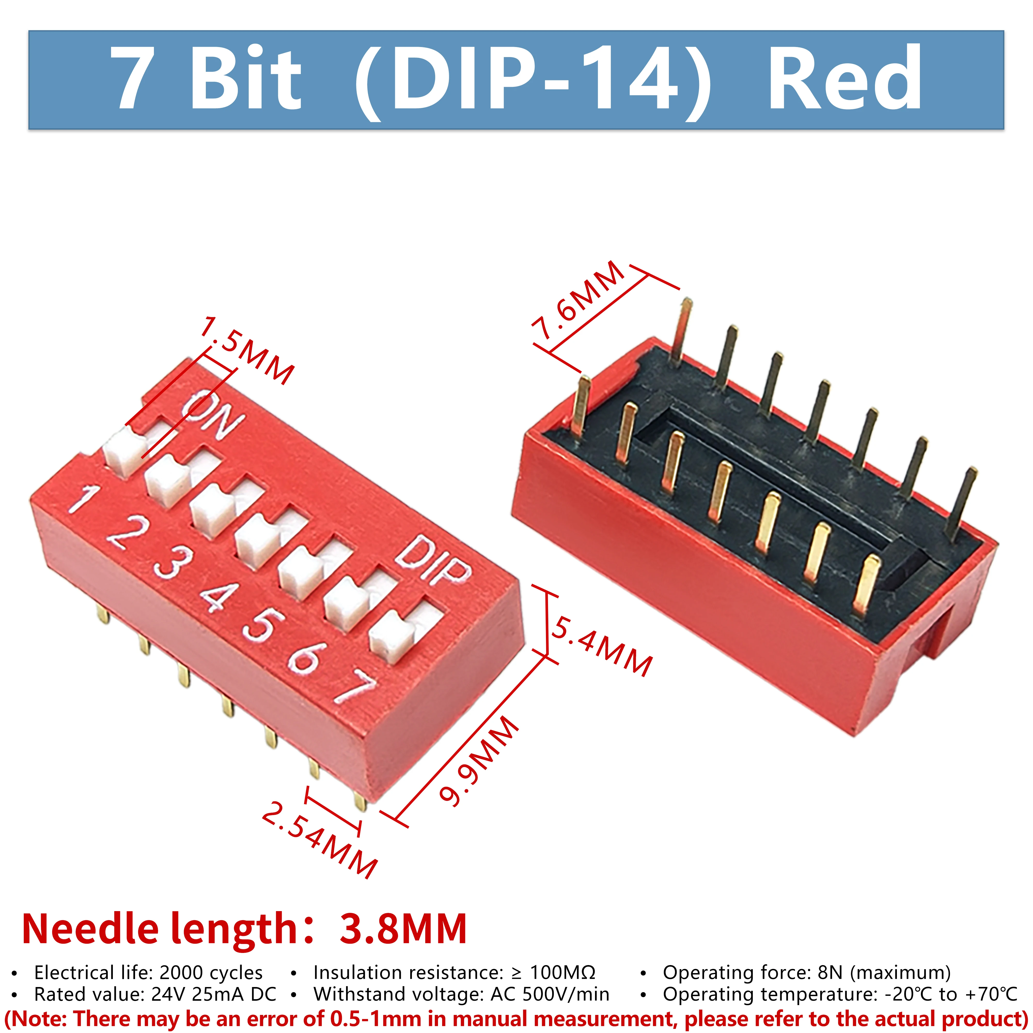 DSWB07LHGET DIP/Flat dip switch 2.54mm spacing 7-position direct insertion 10 pieces