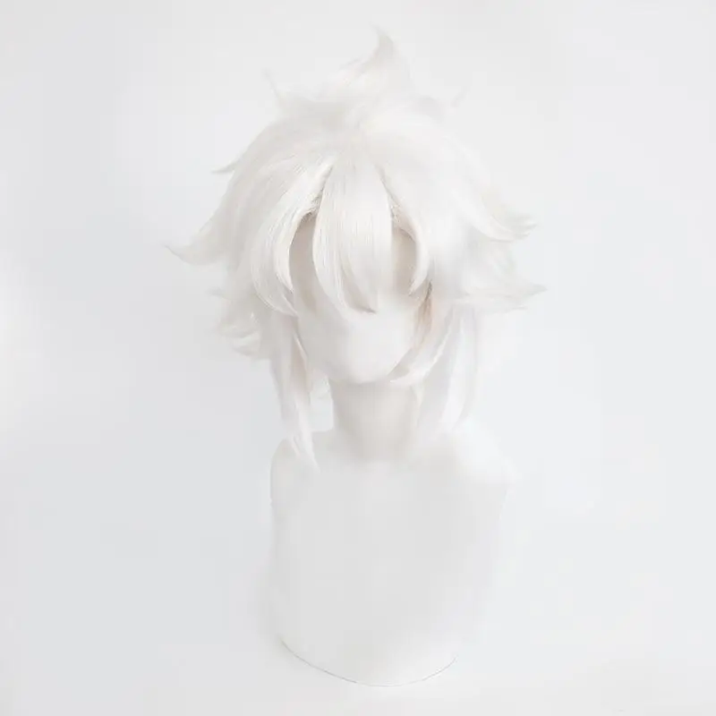 Wig l-email rambut sintetis permainan Zenless Zone Zero Soijkaku Wig Cosplay 35cm Wig warna putih pendek wig tahan panas