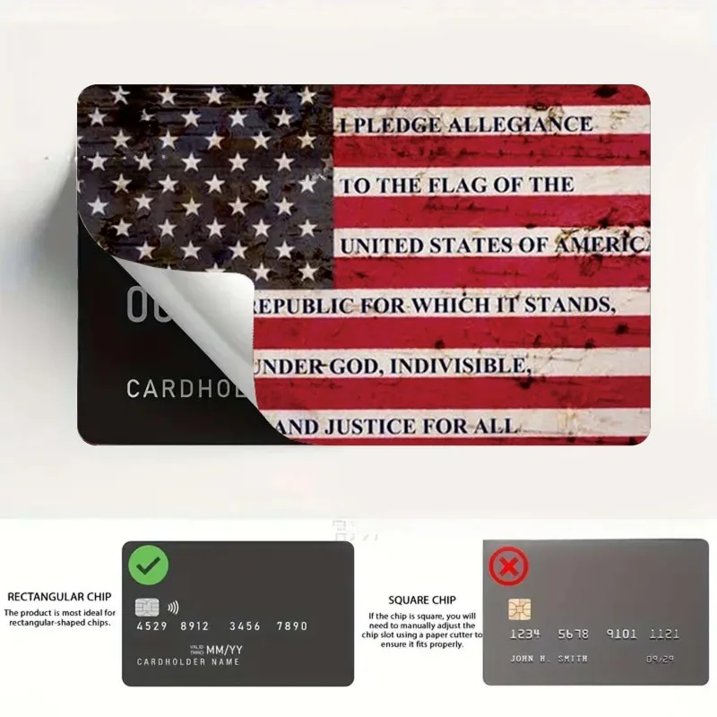 Creative American Flag Oath Credit Card Personalized Waterproof Sticker Ultra-thin PVC Fadeless Small Chip Traffic Card Skin