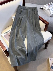 Jesień Kobiety Żakard Vintage 2000s Grunge Old Money Pants Baggy Pantalones Wide Leg Long Trousers Pleated Design Korean Fashion