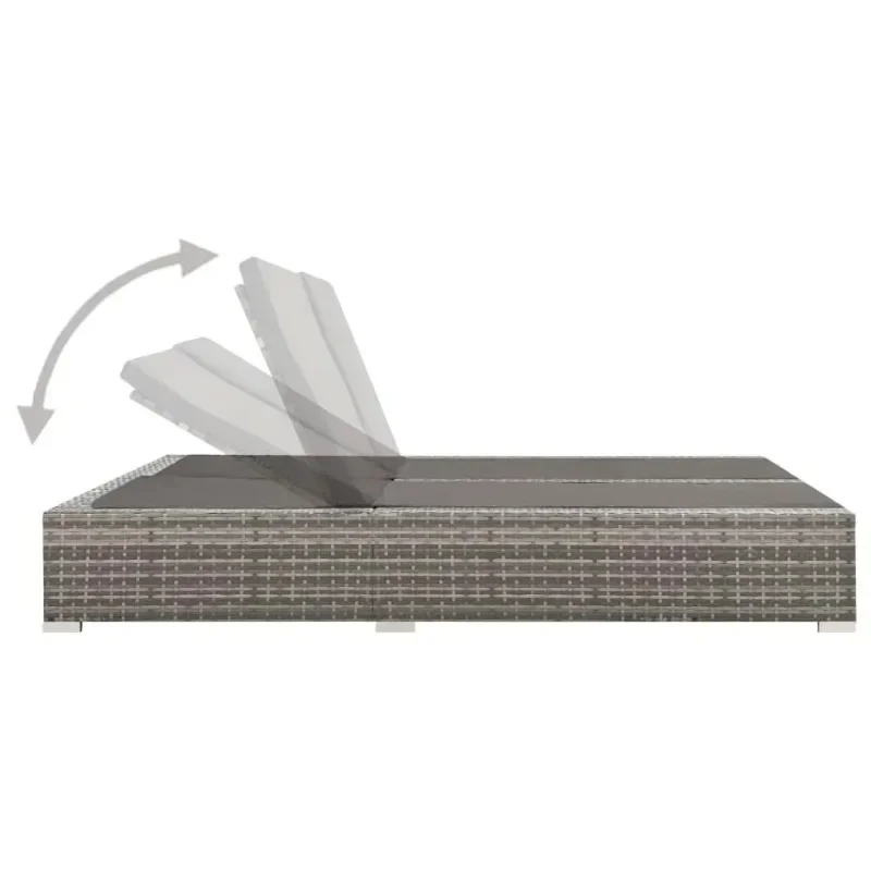 New Design  Patio Garden Outdoor Furniture Backrest Adjustable Poly Rattan Double Sun Lounger  Sun bed daybed