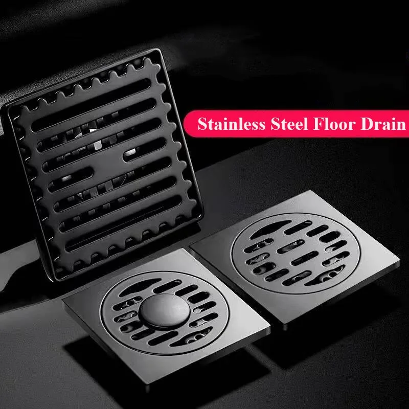 

Bathroom Floor Drain Matte Black Washing Machine Floor Drain Deodorant Kitchen Balcony Sewer Outlet Drainage Cover
