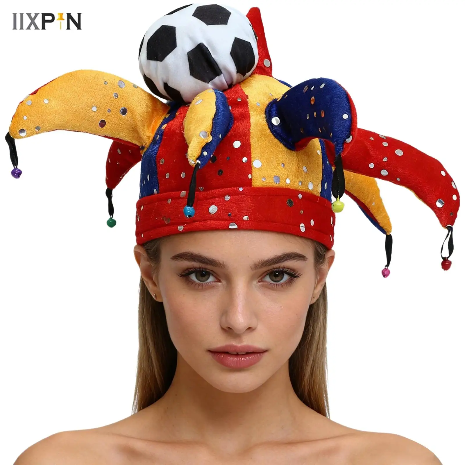 New Fashion Soccer Theme Hat Mardi Gras Jester Hat Headgear Novelty Funny Warm Plush Toys Hat Unisex Cute Caps Creativity Party 2