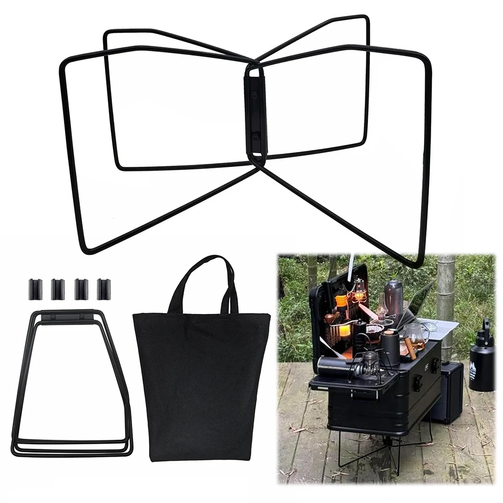 

Folding Aluminum Alloy Box Stand Outdoor Storage Boxes Shelves Camping Organizer Box Stand for Outdoor Picnic Fishing