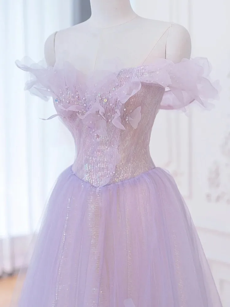 Robe de soirée violette légère pour femme, robe d'hôte de la minorité, anniversaire, été adulte, hors-initié, luxe