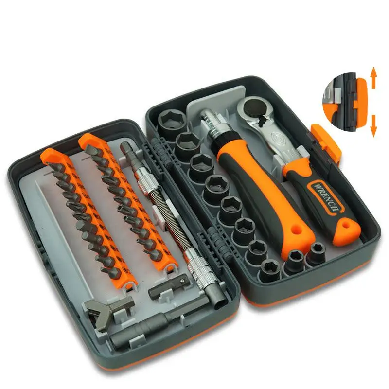 Ratchet screwdriver set, 38 in 1, high hardness, multifunctional hardware tool combination, labor-saving screwdriver toolbox