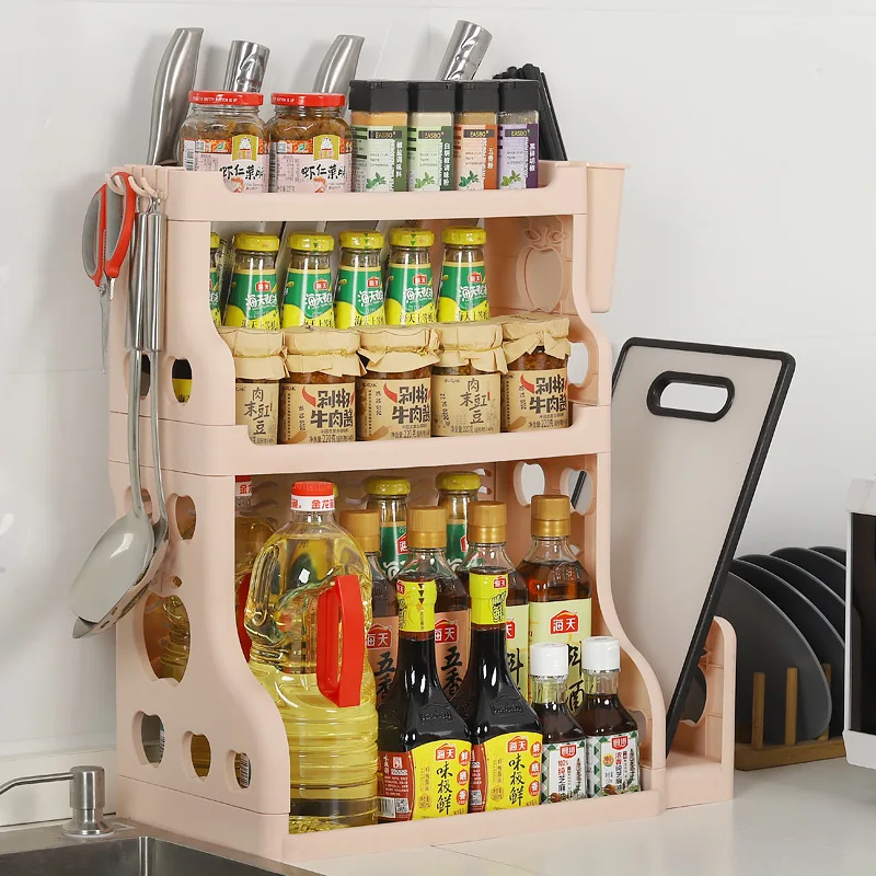 Wholesale of multi-layer kitchen storage racks on household tables, multifunctional storage racks, wall non perforated