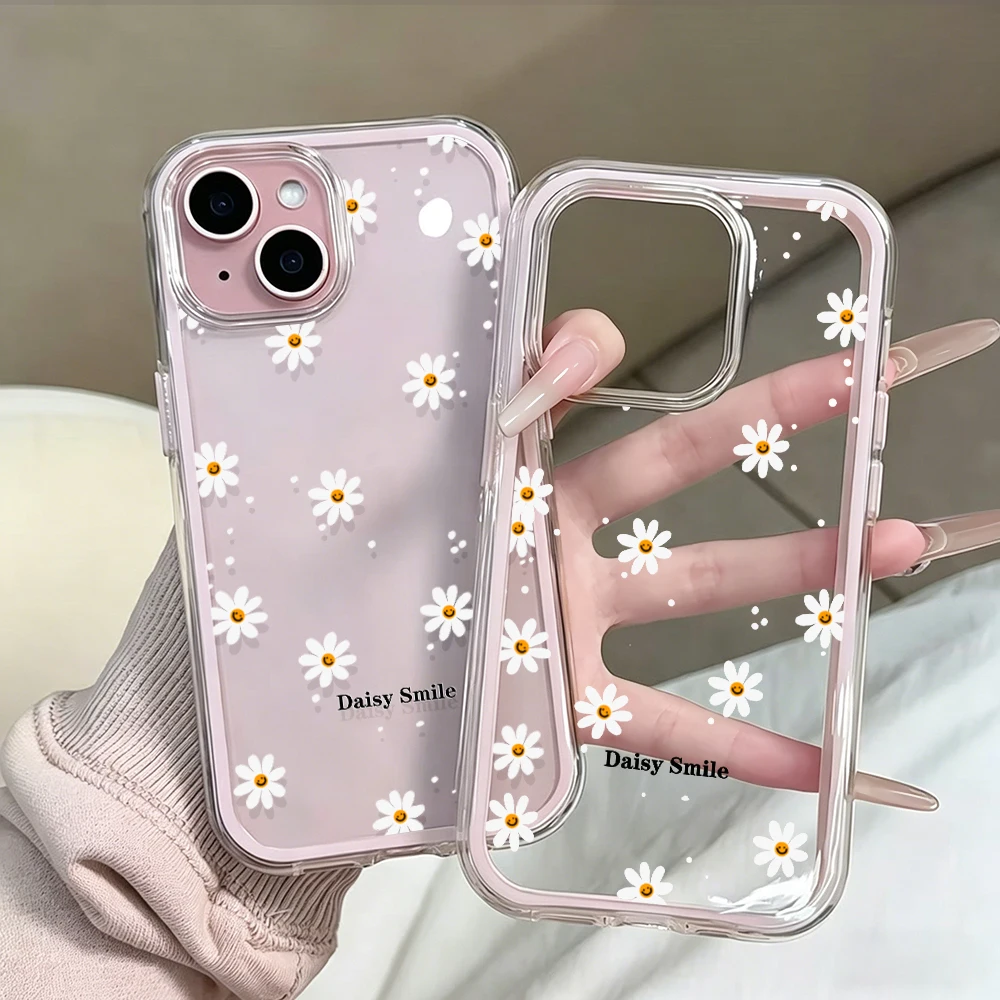 Minimalismus Daisy Transparente Handyhülle für iPhone 17 13 16 15 11 12 14 Pro Max 17 Air XR X Hülle Silikon Weiche TPU Stoßfeste Abdeckung – Detail 6