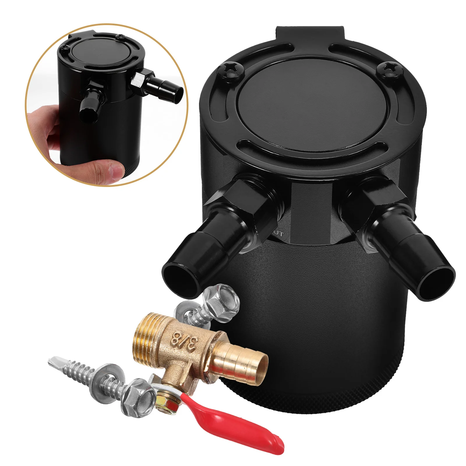 

Car Exhaust Gas Recycling Kettle Catch Can Oil Seperator Baffled Refit Tank Kit Aluminum Alloy