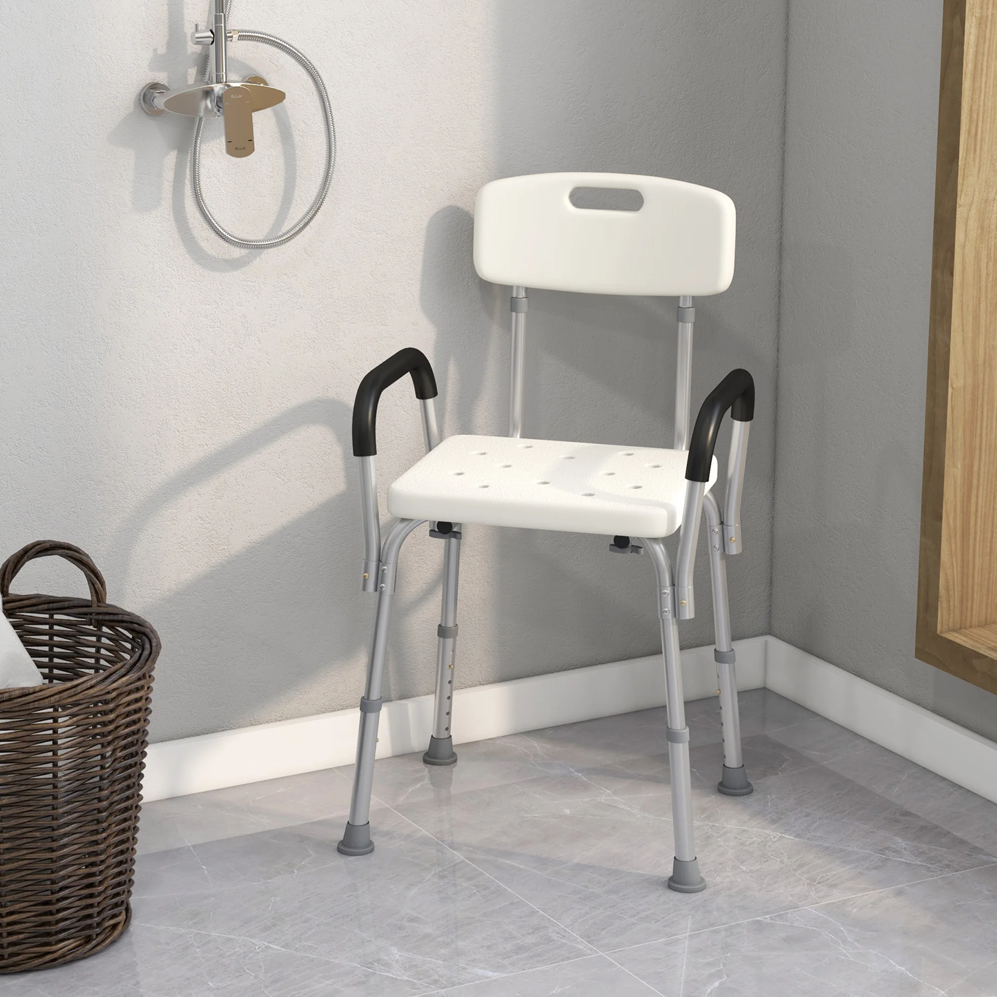 HOMCOM Shower Chair Bath Chair for Seniors, Handicap, Disabled