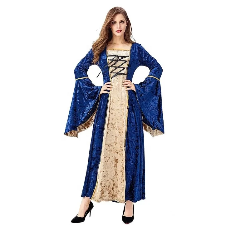 

Women Medieval Renaissance Vintage Dress Court Costume Square Collar Bundled Corset Dress Halloween Party Dress