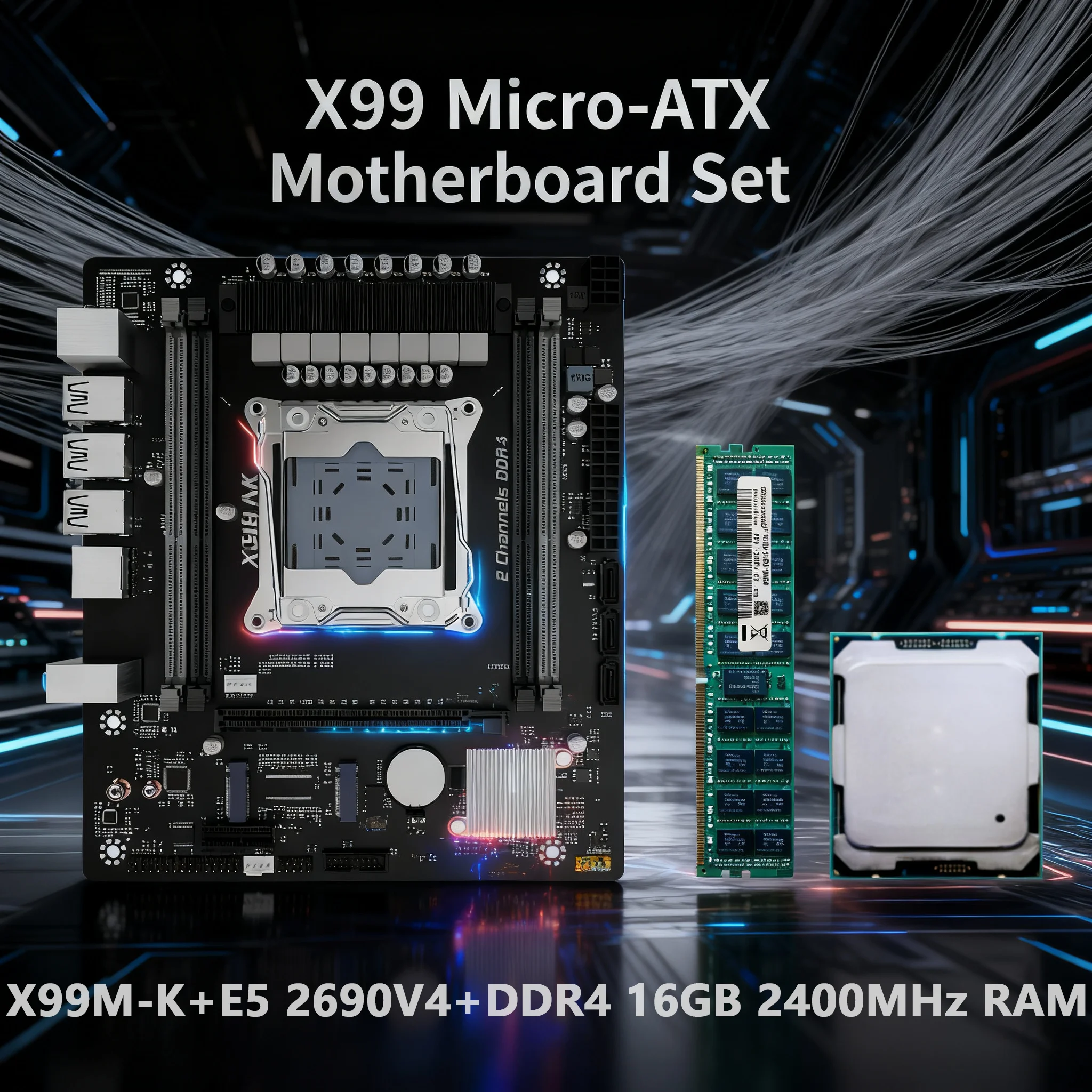 

X99M-K X99 Комплект игровой материнской платы 2690V4 Процессор DDR4 16 ГБ 2400 МГц ОЗУ Двухканальный ECC M.2 NVME/NGFF M.2 WIFI M.2 для настольных ПК
