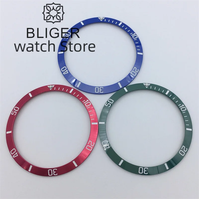BLIGER-السيراميك أو الألومنيوم مشاهدة الحافة إدراج ، أجزاء ملحقات ساعة ، 39 مللي متر الحال ، 37.2 مللي متر x 31.4 مللي متر