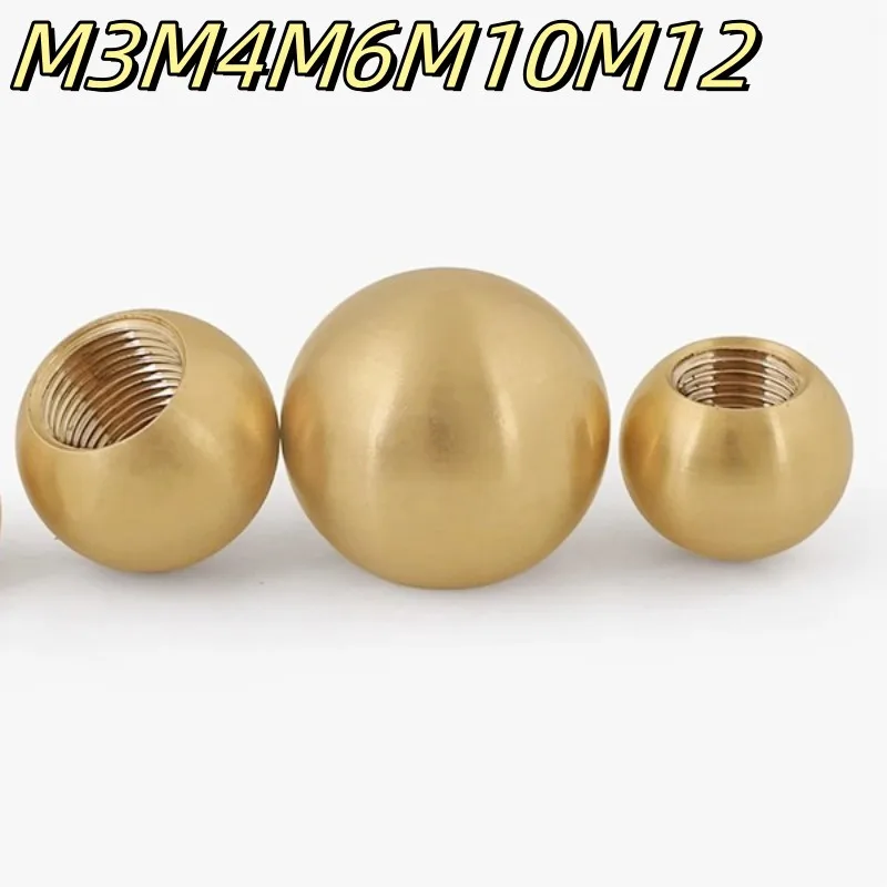 2-10pcs/lot M3m4m5m6m10m12 Brass Copper Ball Sphericalnut Inner Thread Round Ball Nuts Round Screw Caps Decorative Nut Lamp