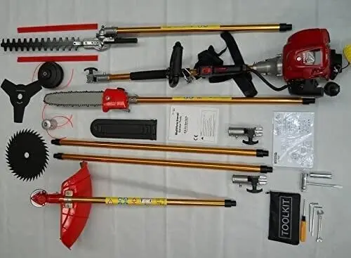 GX50 hedge trimmer 8 in 1 brush cutter 4 stroke lawn mower+2 extension poles weed eater