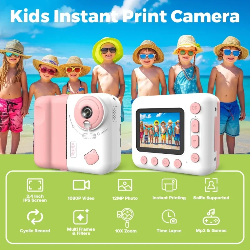 Kids Camera Set for Instant Prints, Perfect Child Gifts for Birthday and Festivals, Point & Shoot Cameras for Kids