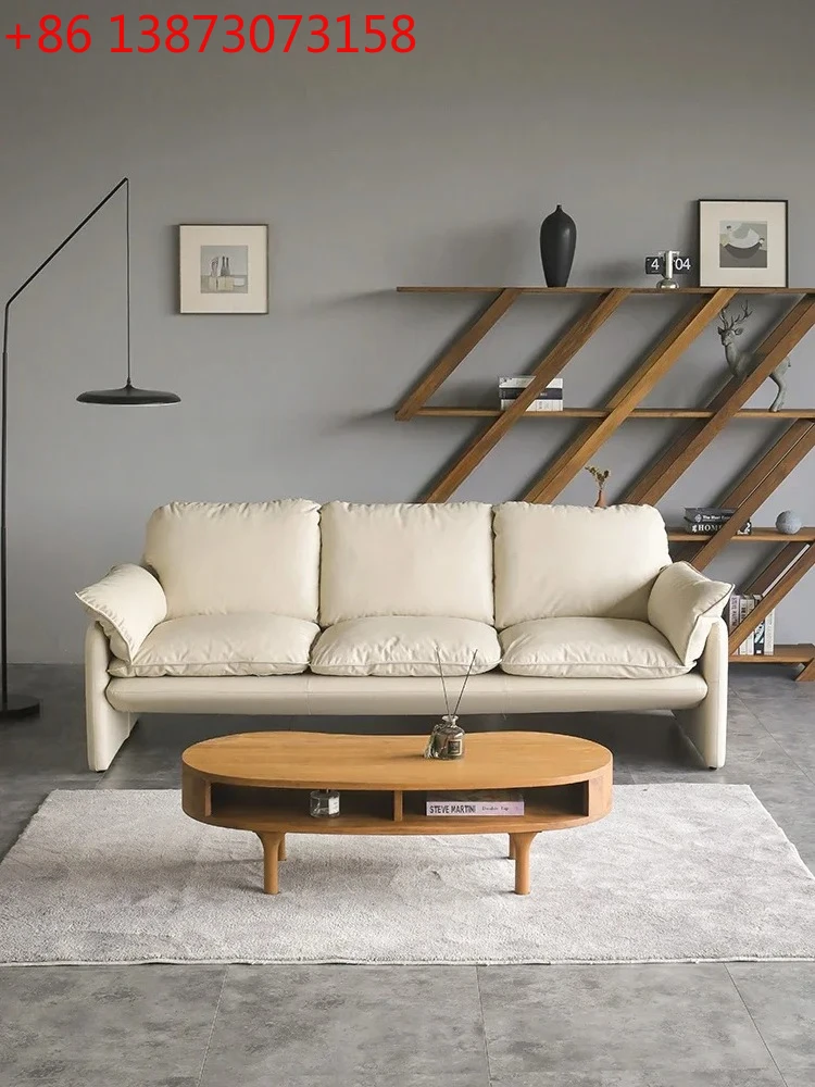 

Современный скандинавский итальянский стиль, легкий роскошный минималистичный кожаный диван средней длины, кожаный диван для маленькой квартиры, первый слой из воловьей кожи