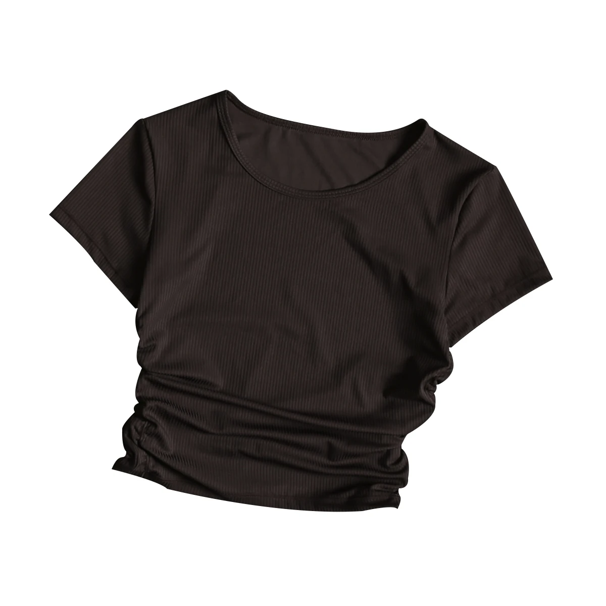 ملابس يوجا جديدة للسيدات بأكمام قصيرة رياضية عالية القيمة، قميص نحيف ونحيف قصير مكشوف للركض واللياقة البدنية سريع الجفاف