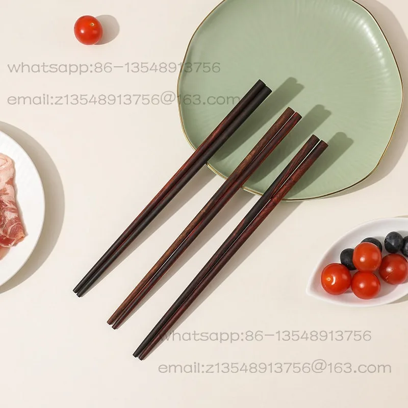 24.5CM sour branch wood Chinese chopsticks mahogany solid wood meal chopsticks unpainted adult chopstick office dining tableware