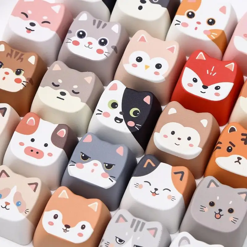 5/10PCS Cute Kawaii Animal Keycaps Adorable Cartoon Design Comfortable Touch For Mechanical Keyboard Custom Desktop Decor
