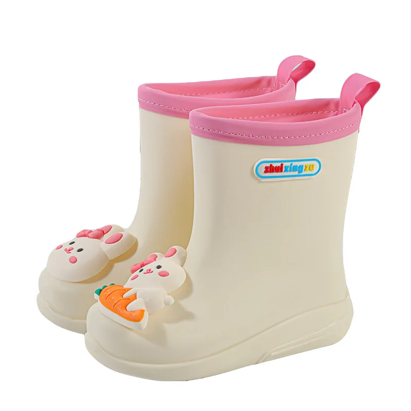 New 3D Cartoon Cute Bunny Duckling Kids Rain Boots for Baby Boys Four Seasons New 2023 Versatile Cute Simple Girl Water Boots