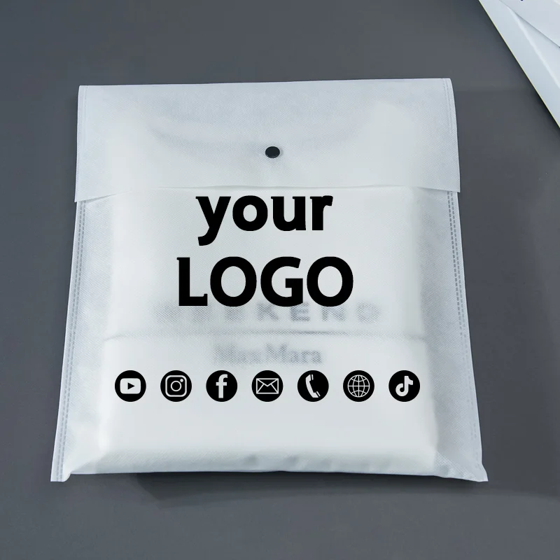 

50pcs Customized Eco-Friendly Non-Woven Bag Products Clothing Packaging Ziplock Bag Pants Mailing Packaging Printable Logo