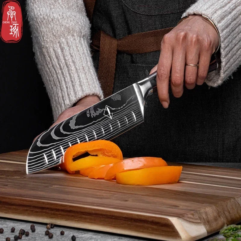 7inch Japanese Santoku Knife Damascus Steel Chef Knives Sharp Kitchen Knife Used for Cutting Vegetables and Meat Cooking Tools