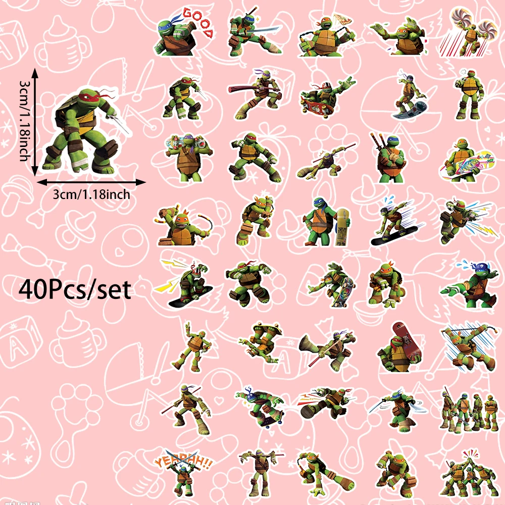 40pcs Teenage Mutant Ninja Turtles Stickers Can Be Used For Decoration Such As Thermos Cups, Wall Refrigerators, Computers, Etc