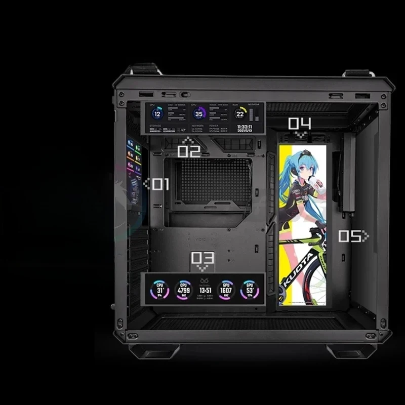 GAMING GT502 Case Monitor Screen Panel Solution Size/Themes Customized AIDA64 Gamer Secondary IPS Expand Dsiplay