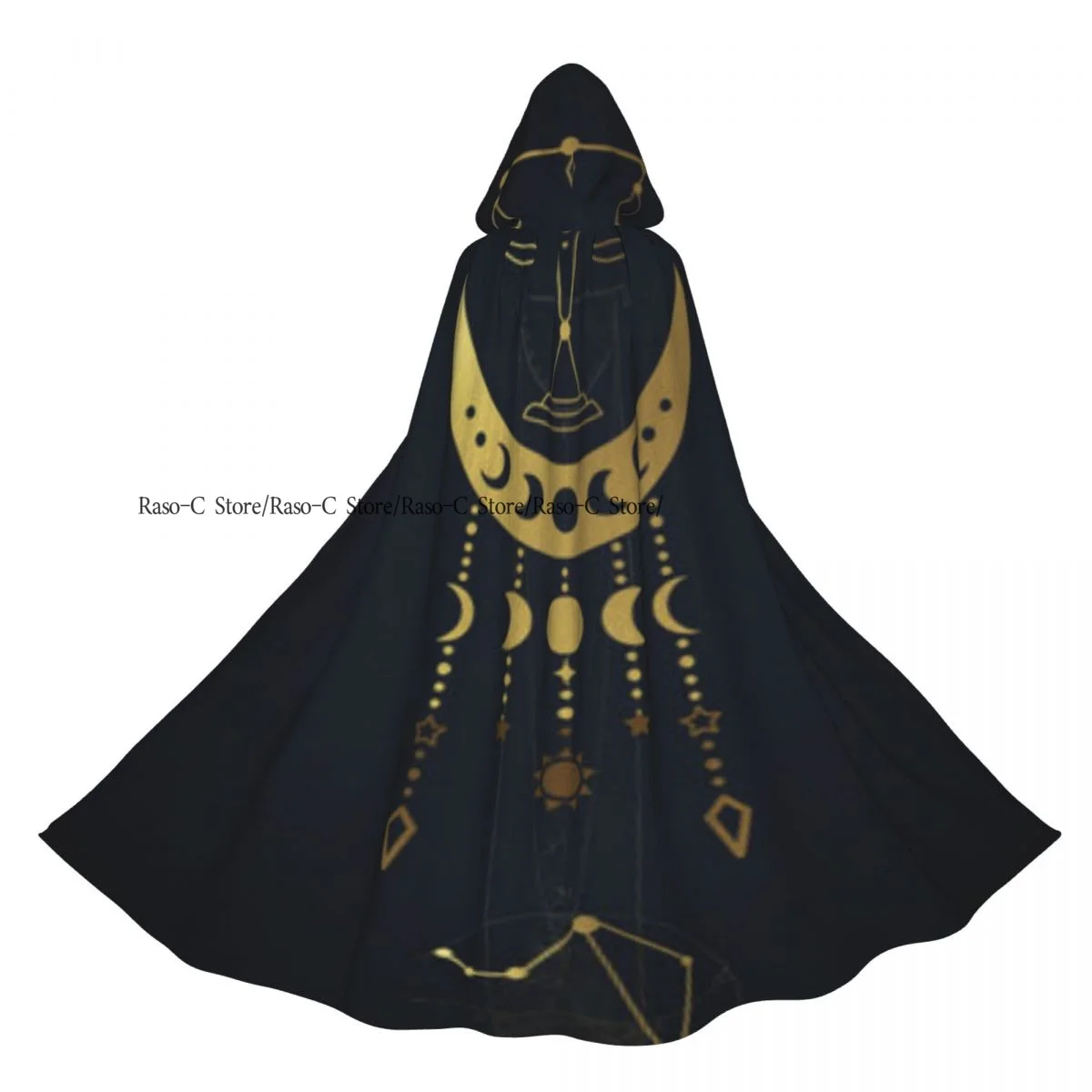 Hooded Cloak Unisex Cloak with Hood Gold Zodiac Libra Horoscope Sign Cloak Vampire Witch Cape Cosplay Costume