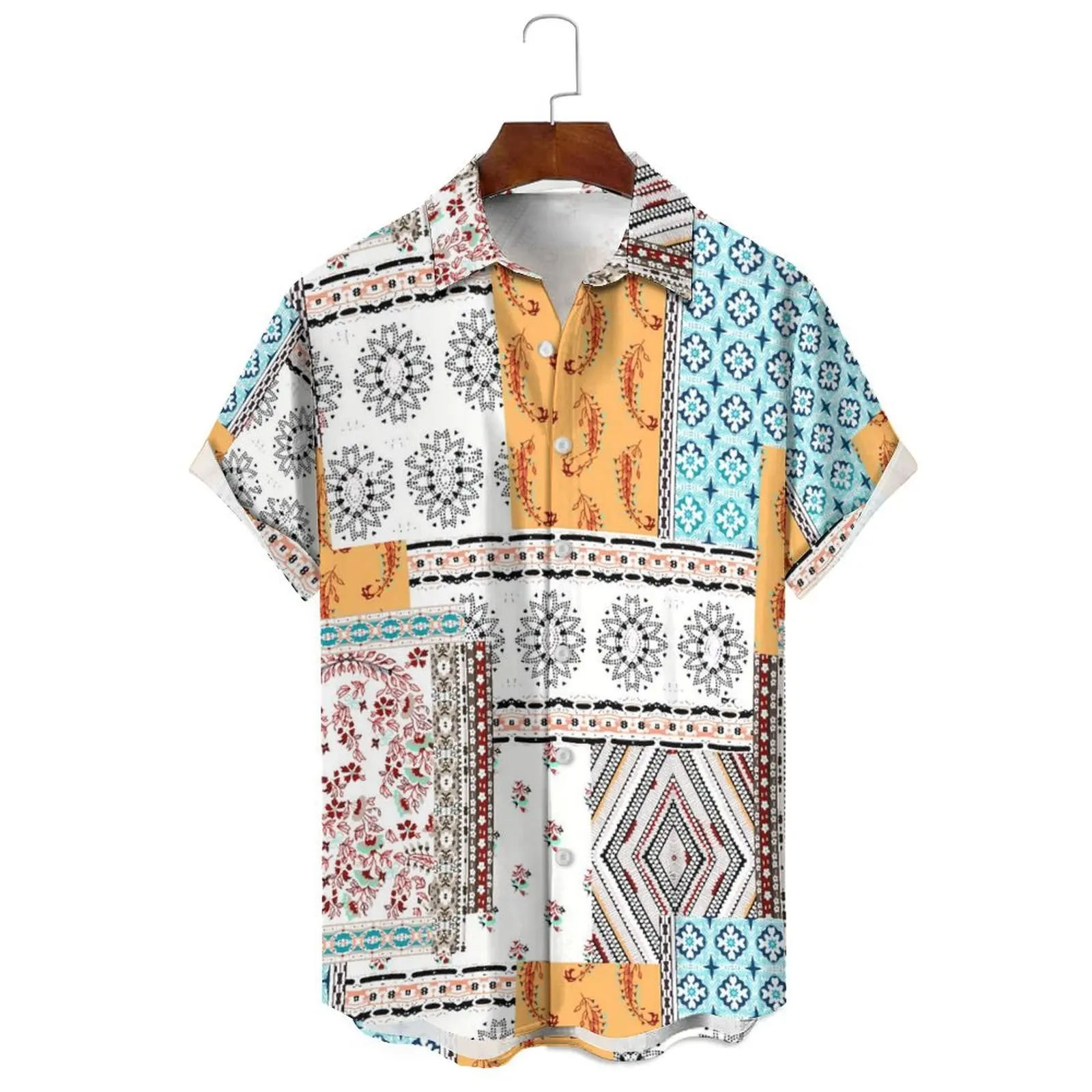 

2024 Summer Men Hawaiian Shirt t Shirt For Men Flower Print T-shirt Summer Holiday Masquerade Men's Clothing Outdoor Sports Gym