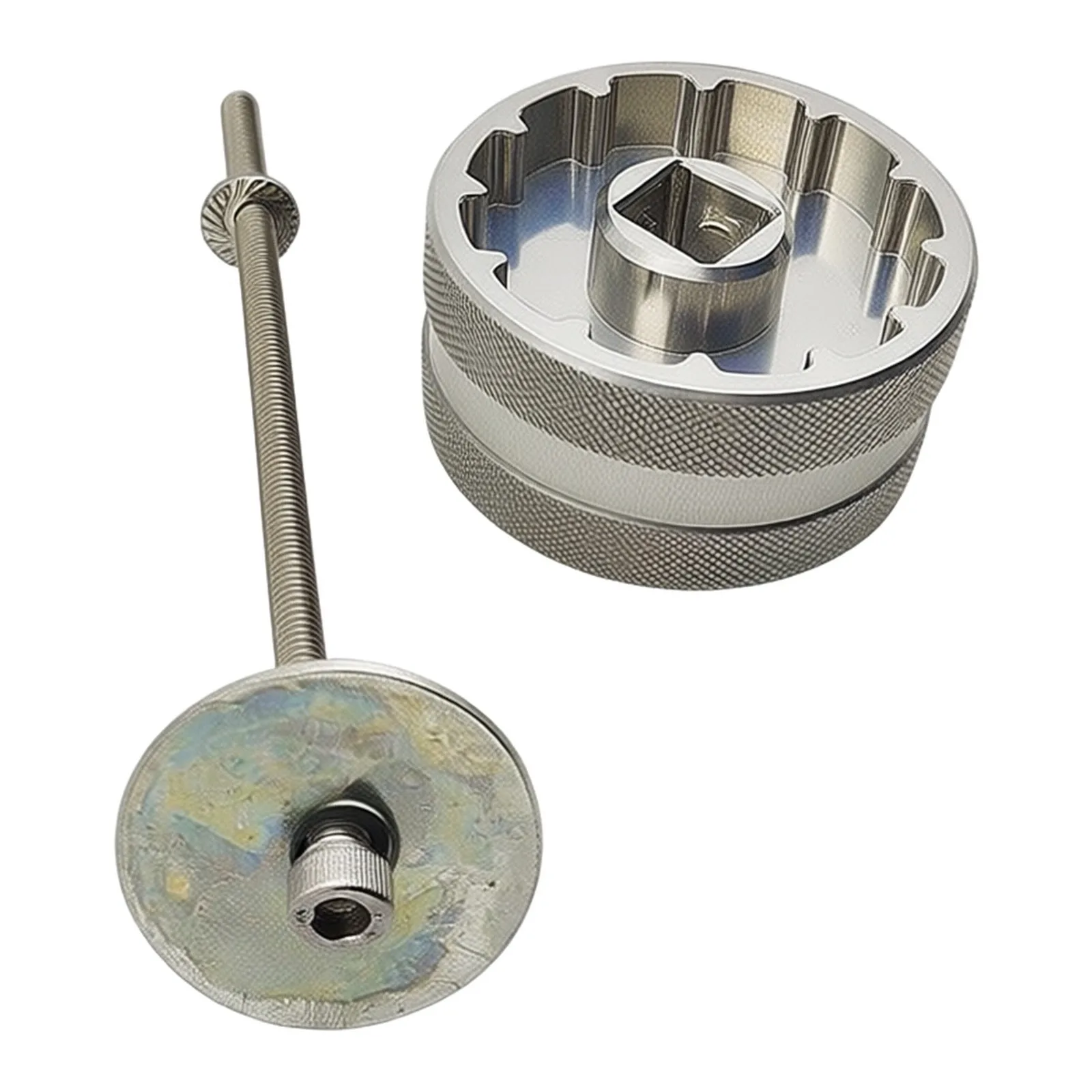 12 Notch 50.4mm Compatibility Tool for raceface 2 In 1 Tool Silver Bicycle Axle Tool 12 Notch 50.4mm Compatibility