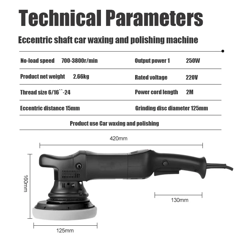 1250w high speed CLOVER 15mm track double action polishing machine DA15 Plus