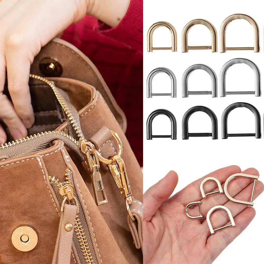 Metal DIY Detachable Bag Strap Connector Shoulder Webbing Buckle Clasp Bag Loop D Ring Buckle Screw Rings Buckle