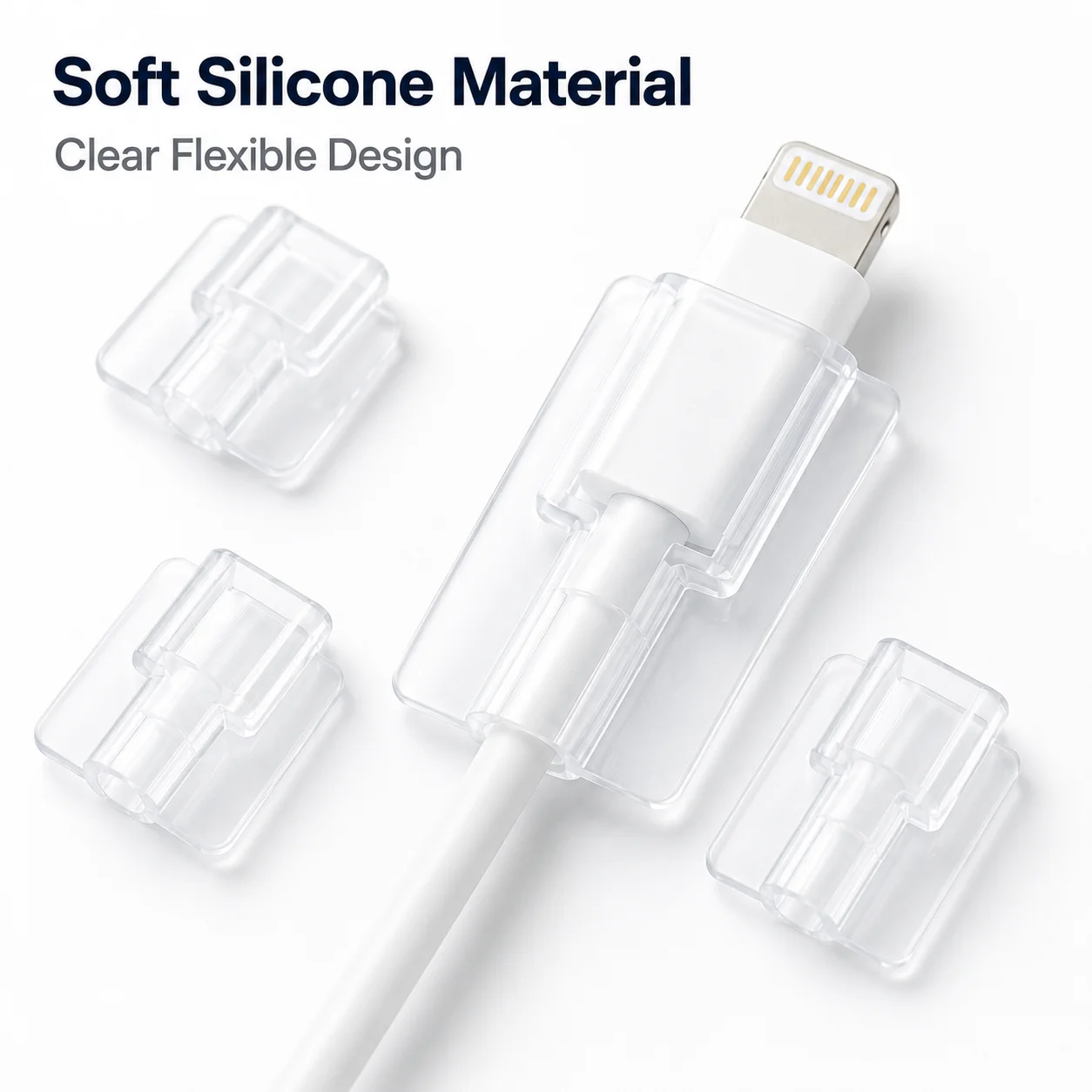 5pcs Soft Silicone Charger Cable Protector Sleeve Clear Cable Winder Clip Data Cord Holder Anti Bend Case for Phone Cable Wire