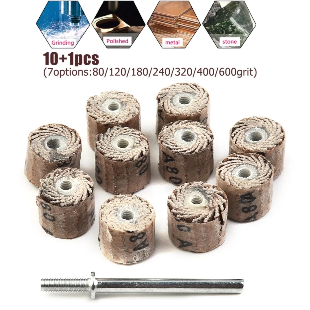 Optimize Metal Trimming with Flap Wheel Disc 10pcs+1 80600Grit Flap Wheel Disc Sanding Drill Abrasive Sandpaper Polishing