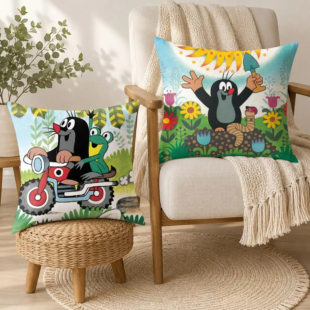 The L-Little M-Mole Cushion Cover Square Decorative Throw Pillow 40x40cm For Sofa Bedroom Living Room Home Decor