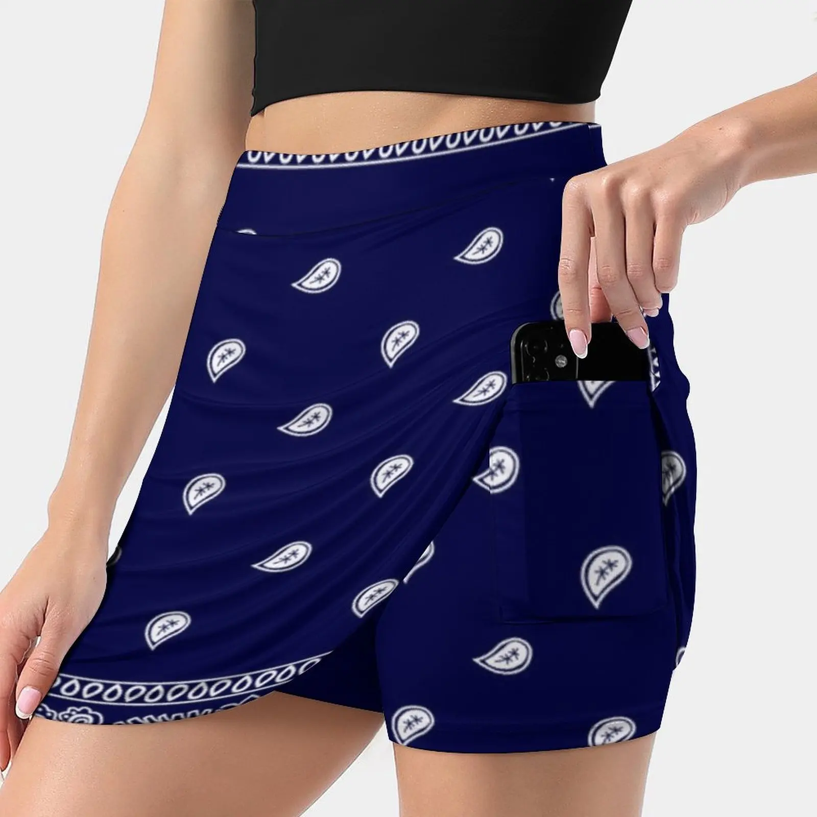 Bandana Blue Summer Women's shorts Skirt 2 In 1 Fitness Yoga Skirt Tennis Skirts Bandanna Blue Color Pattern Hoodsta Gangster