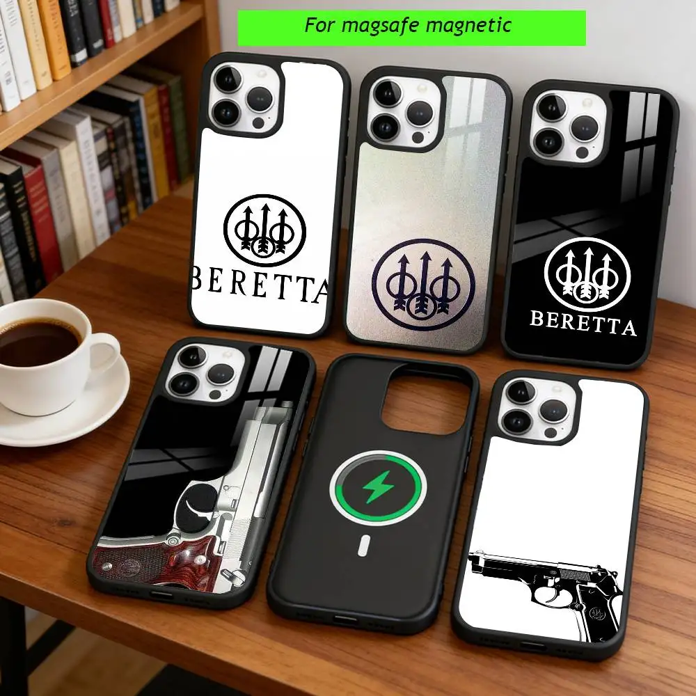 

Beretta Gun Brand Phone Case For iPhone17,16,15,14,13,12,11 Plus,Pro Magnetic For Magsafe Wireless Charging