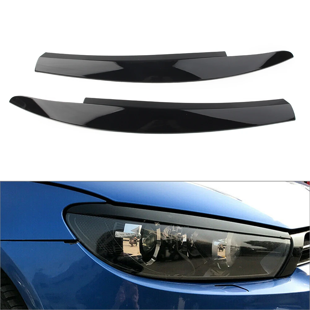 

1Pair Glossy Black Car Head Light Lamp Eyebrow Eyelid Cover Trim For VW Scirocco 2009 2010 2011 2012 2013 2014 2015 2016 2017