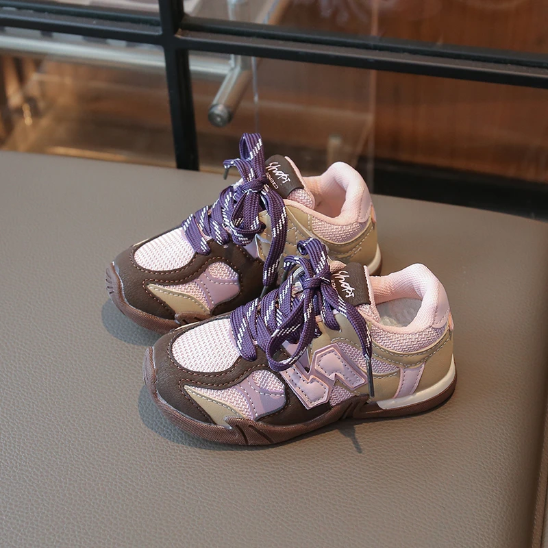 2025 خريف جديد أطفال أحذية رياضية الفتيات أحذية مجلس عادية شبكة تنفس شبكة مزدوجة الاحذية أحذية تدريب #4